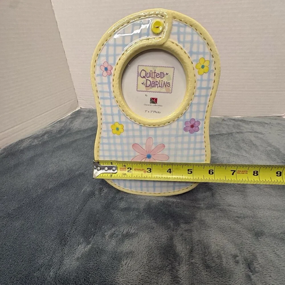 Quilted Darlins Ceramic Baby Bib Shaped Picture Frame 3x3